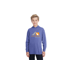 Youth Heather Blue Logo Hooded Long Sleeve